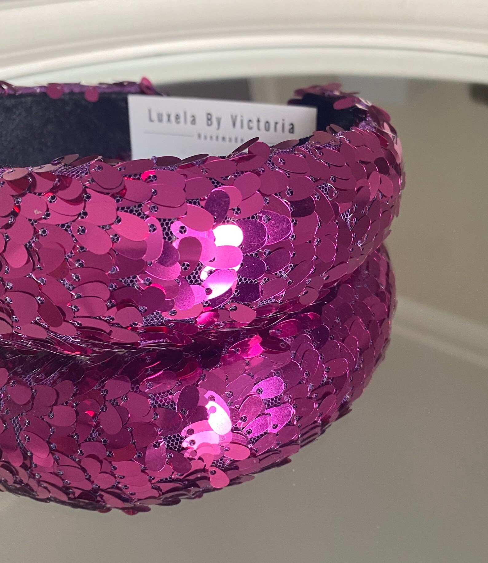 Pink sequin headband statement ladies headband pink headband Etsy