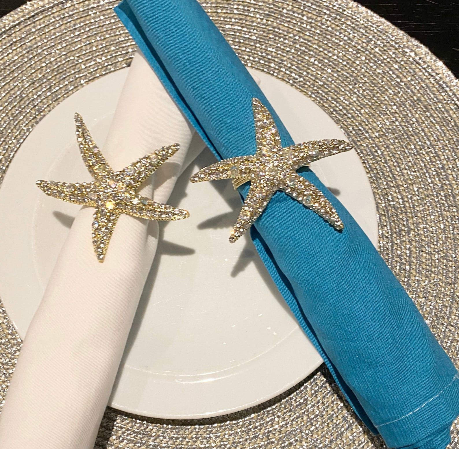 Starfish Napkin Rings Crystal Napkin Rings Crystal Starfish Etsy