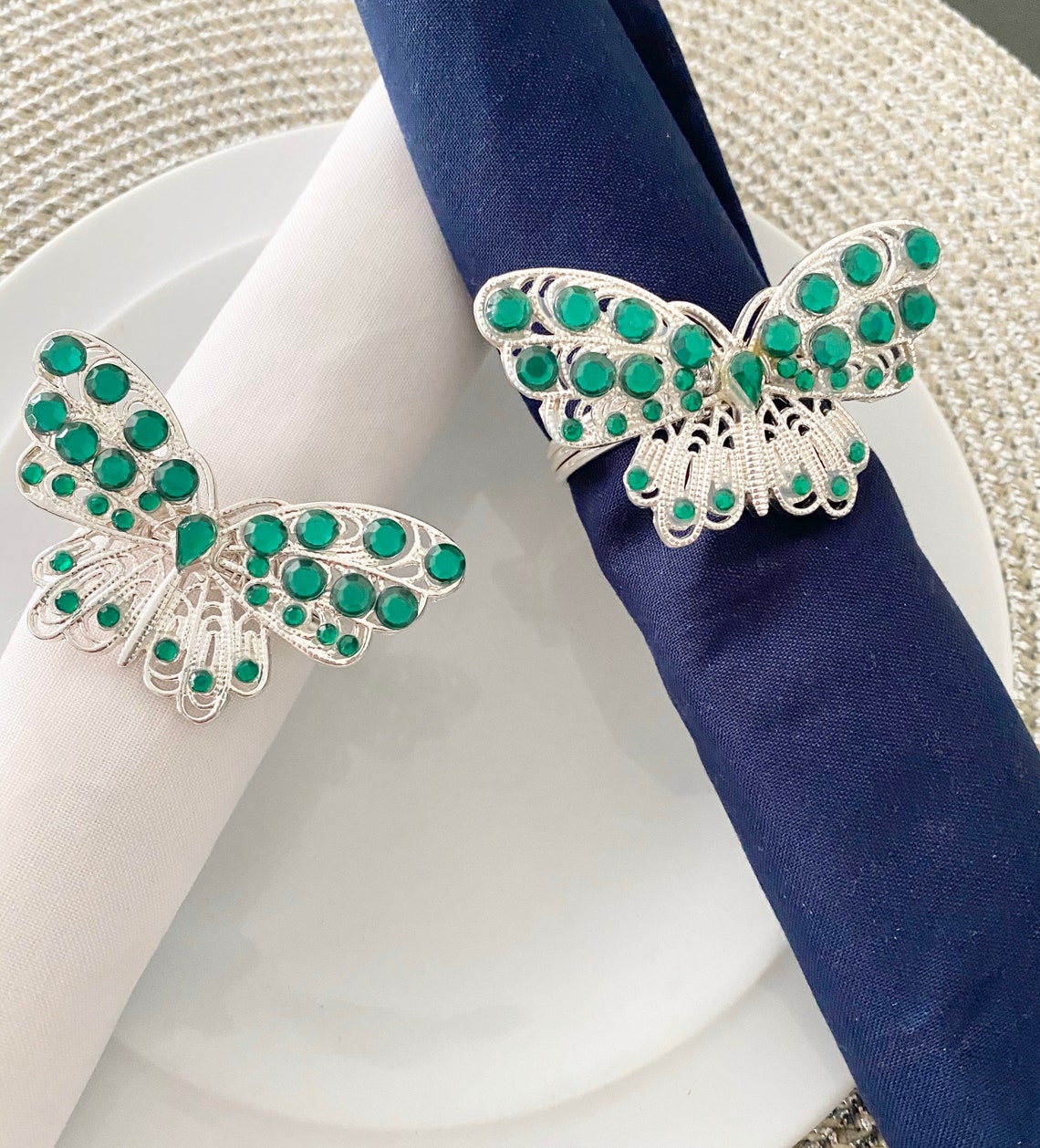 Crystal butterfly napkin rings green napkin rings butterfly Etsy