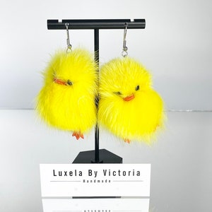 Easter earrings novelty Easter chick fluffy earrings Easter earrings chick earrings Presen chick gift chicken earrings egg season spring