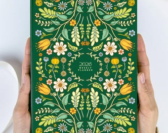 2026 Planner, 2026 Hardcover Planner, DATED Planner, Weekly Planner, Floral Planner, Yearly Planner, To Do Agenda, Colorful Flower Cover