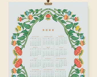 2026 Botanical Wall Calendar – Year-At-A-Glance, Plant Lover Home Decor, Floral Wall Art, 13x18" Yearly Wall Calendar Art Print