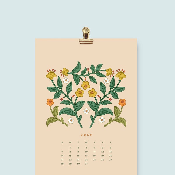 Calendario de pared 2024, Calendario de pared pequeño, Calendario 2024, Regalo de Navidad, Regalos de oficina, Regalo para ella, Calendario de acuarela, Calendario floral