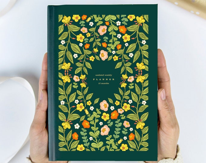 Hardcover Planner, UNDATED Planner, Yearly Planner, Floral Planner ...