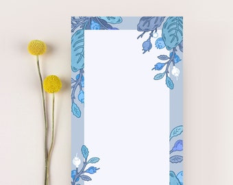 Notepad, Tear off Notepad, To Do Notepad, Floral Notepad, Illustrated Notepad, Watercolor Notepad, Office Gift, Tall Notepad, Blueberry Gift