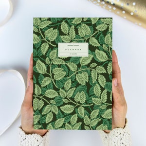 Hardcover Planner, UNDATED Planner, Green Planner, Watercolor Planner, Weekly Planner, Watercolor Leaves, Hand Drawn Cover, Cute Planner