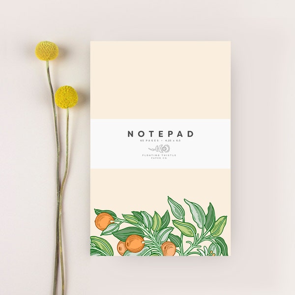 Notepad, Tear Off Notepad, Simple Notepad, Oranges Notepad, Floral Notepad, Christmas Gift, Office Gift, Gift for Coworker, Fruit Gifts
