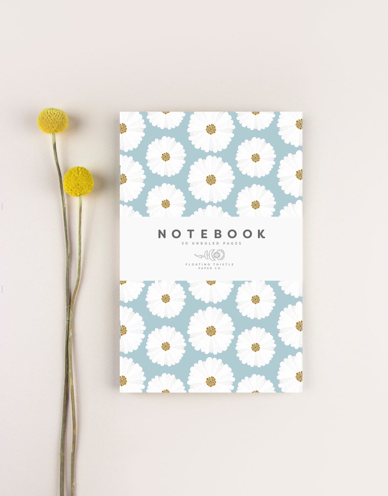 Set of 2 Notebooks, Choose Your Notebook, Back To School Notebook, Birthday Gift, Blank Journal, Floral Notebook, BLANK Notebook, Office Light Blue Daisies