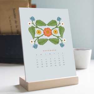 2024 Desk Calendar, 2024 Calendar, Botanical Calendar, Christmas Gift, Desk Calendar with Stand, Christmas Gift, Office Gift, 5x7 Calendar image 8