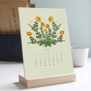 2024 Desk Calendar, 2024 Calendar, Botanical Calendar, Christmas Gift, Desk Calendar with Stand, Christmas Gift, Office Gift, 5x7 Calendar image 3