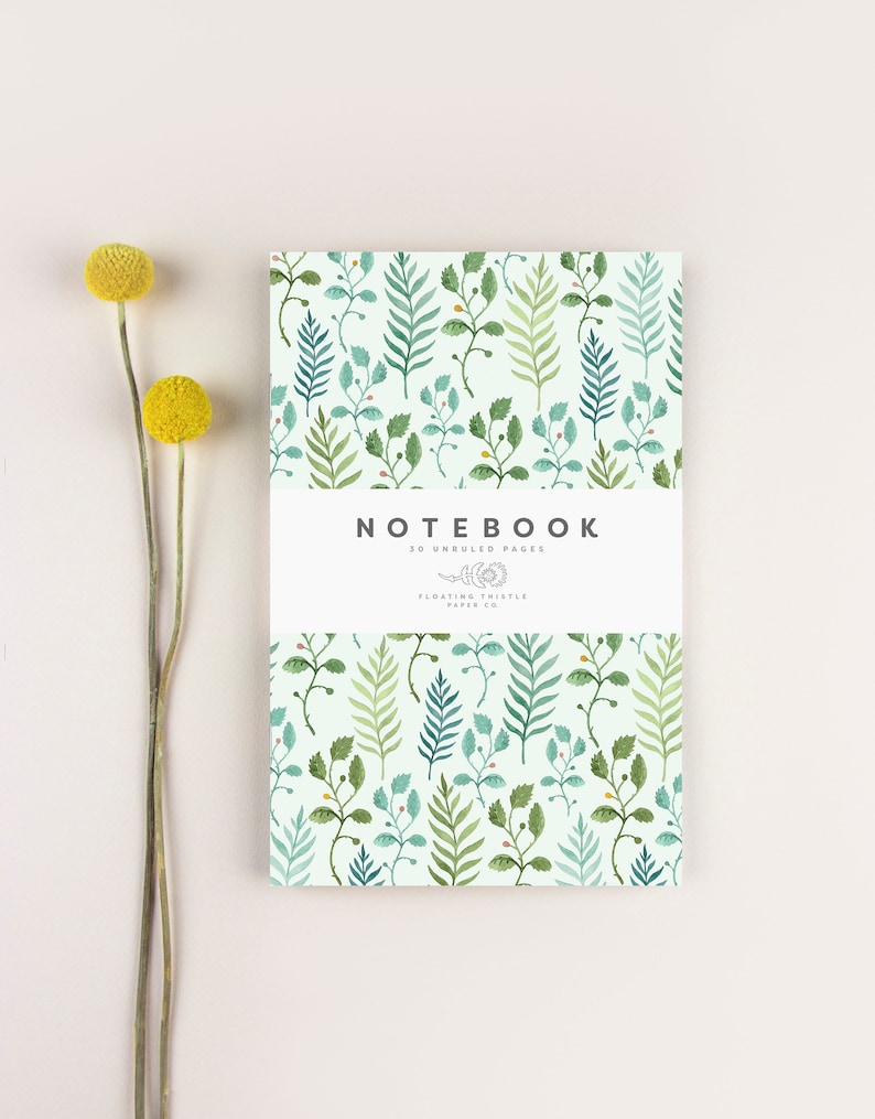 Set of 2 Notebooks, Choose Your Notebook, Back To School Notebook, Birthday Gift, Blank Journal, Floral Notebook, BLANK Notebook, Office Light Green Leaves