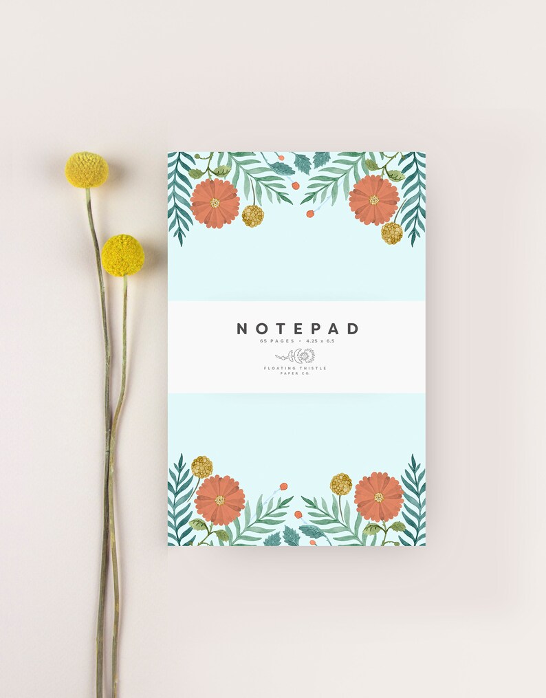 Notepad, Tear off Notepad, Small Notepad, Floral Notepad, Illustrated Notepad, Watercolor Notepad, Office Gift, Stocking Stuffers, Christmas image 2