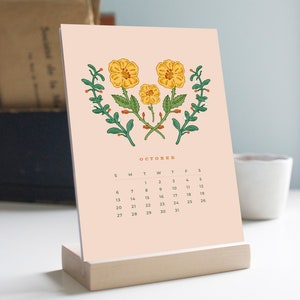 2024 Desk Calendar, 2024 Calendar, Botanical Calendar, Christmas Gift, Desk Calendar with Stand, Christmas Gift, Office Gift, 5x7 Calendar image 7