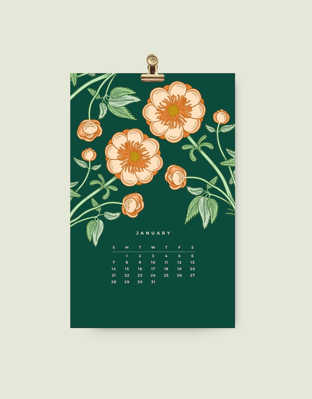 2024 Wall Calendar, Botanical Wall Calendar, Small Wall Calendar