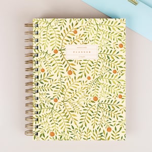 Hardcover Planner, UNDATED Planner, Yearly Planner, Spiral Bound Planner, Watercolor Flowers Planner, Weekly Planner, Gift for Girlfriend