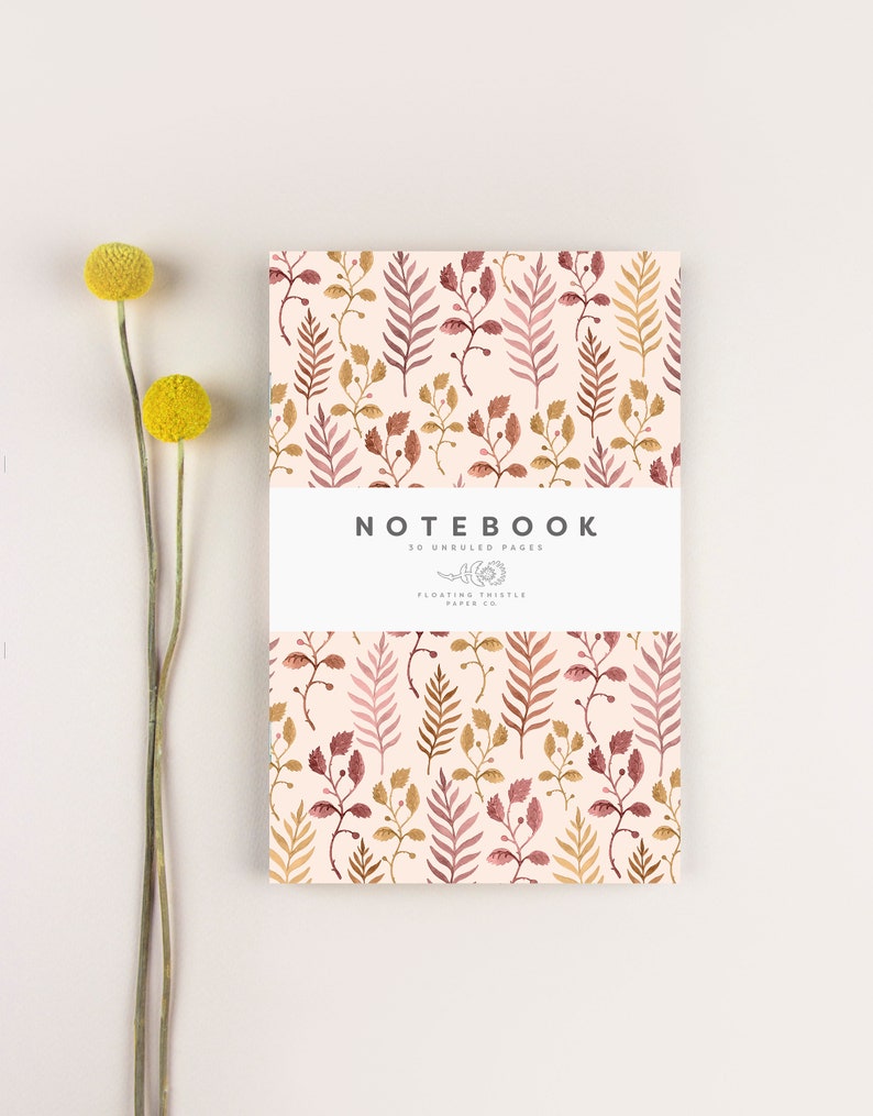 Set of 2 Notebooks, Choose Your Notebook, Back To School Notebook, Birthday Gift, Blank Journal, Floral Notebook, BLANK Notebook, Office Pink Leaves