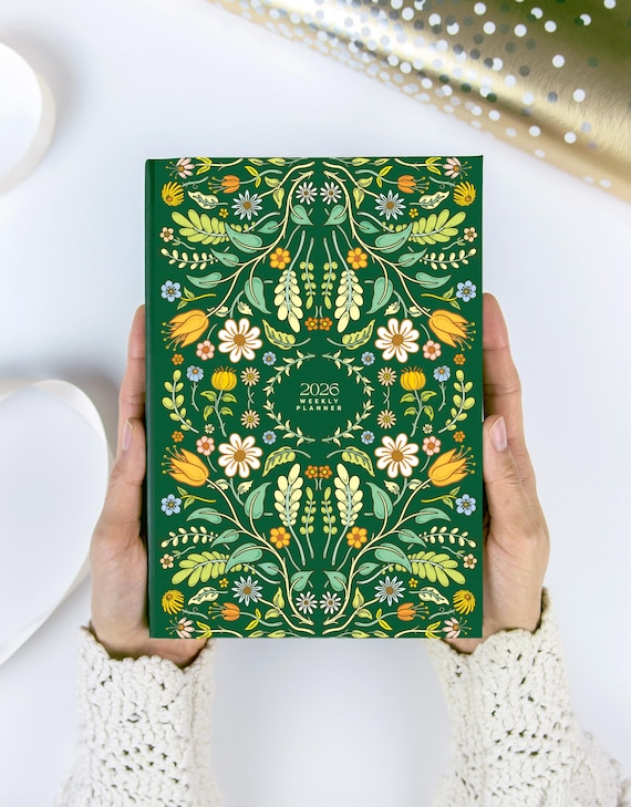 2026 Planner, 2026 Hardcover Planner, DATED Planner, Weekly Planner, Floral Planner, Yearly Planner, To Do Agenda, Colorful Flower Cover