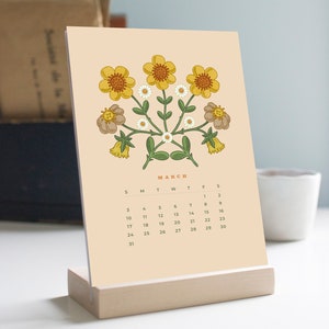 2024 Desk Calendar, 2024 Calendar, Botanical Calendar, Christmas Gift, Desk Calendar with Stand, Christmas Gift, Office Gift, 5x7 Calendar image 6