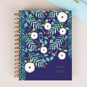 Hardcover Planner, UNDATED Planner, Yearly Planner, Spiral Bound Planner, Watercolor Flowers Planner, Weekly Planner, Gift for Girlfriend