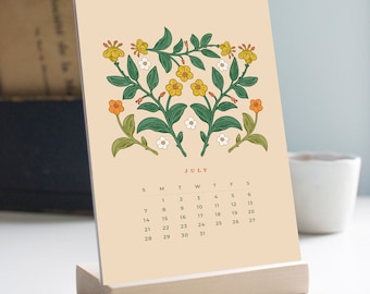 2024 Desk Calendar, 2024 Calendar, Botanical Calendar, Christmas Gift, Desk Calendar with Stand, Christmas Gift, Office Gift, 5x7 Calendar