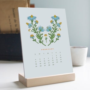 2024 Desk Calendar, 2024 Calendar, Botanical Calendar, Christmas Gift, Desk Calendar with Stand, Christmas Gift, Office Gift, 5x7 Calendar image 5