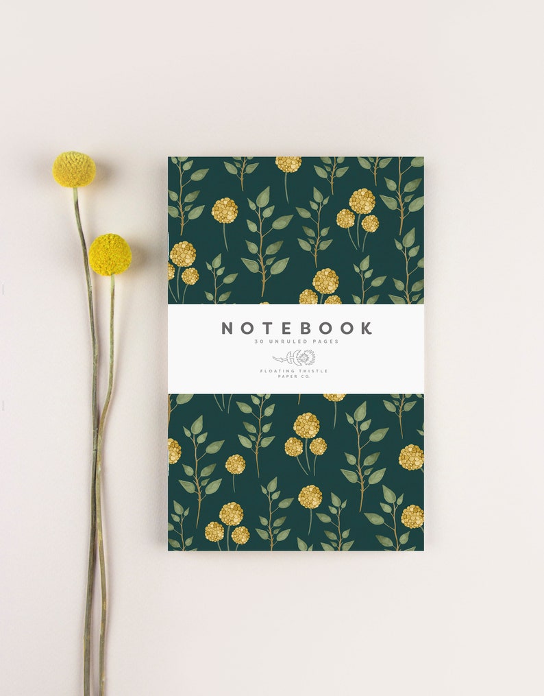 Set of 2 Notebooks, Choose Your Notebook, Back To School Notebook, Birthday Gift, Blank Journal, Floral Notebook, BLANK Notebook, Office Dark Billy Buttons