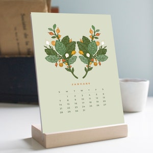 2024 Desk Calendar, 2024 Calendar, Botanical Calendar, Christmas Gift, Desk Calendar with Stand, Christmas Gift, Office Gift, 5x7 Calendar image 2