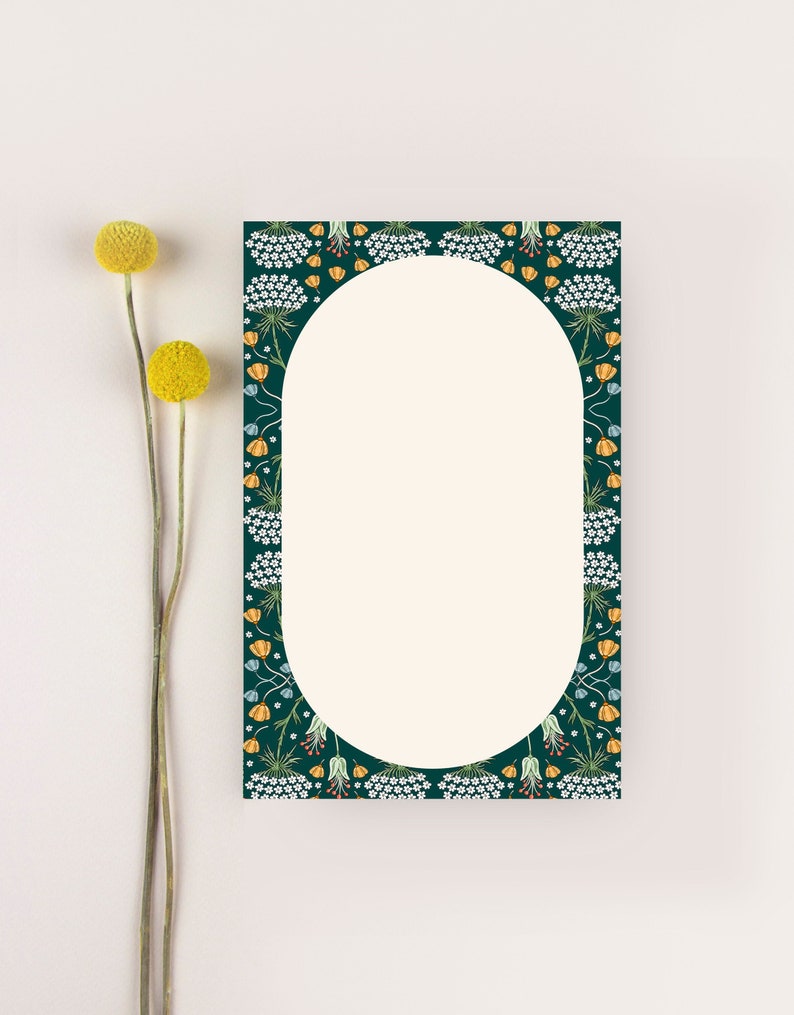 Tear off notepad with floral illustration