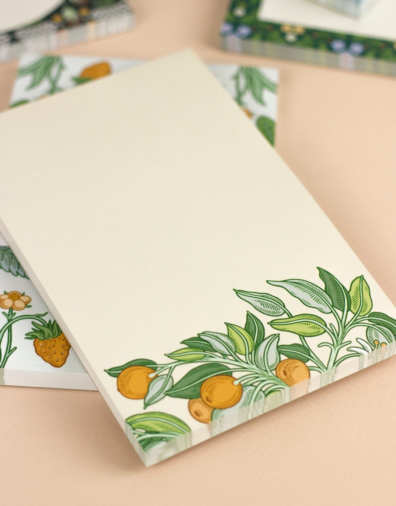 Tear off notepad with orange fruit tree