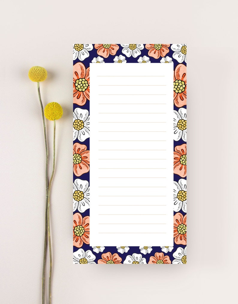 Notepad, Tear off Notepad, To Do Notepad, Lined Notepad, Floral Notepad, Notepad, Watercolor Notepad, Office Gift, Work From Home Gifts image 1