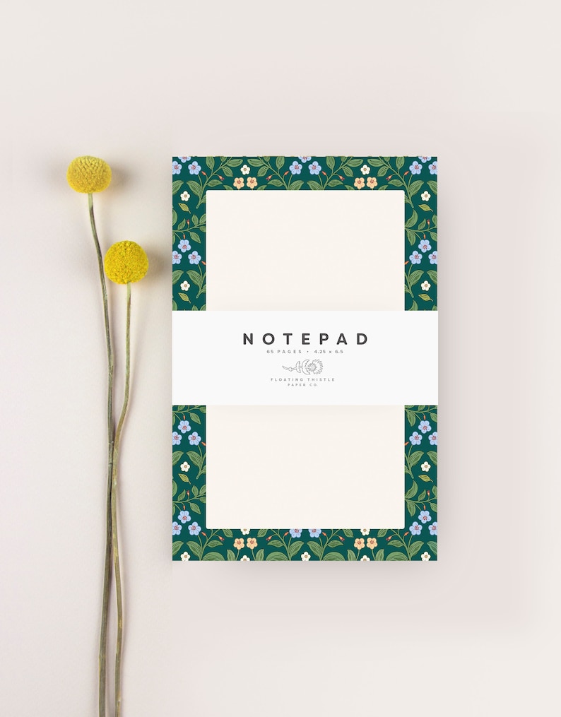 Notepad, Tear off Notepad, Floral Notepad, Small Notepad, Illustrated Notepad, Watercolor Notepad, Office Gift, Mothers Day Gift image 2