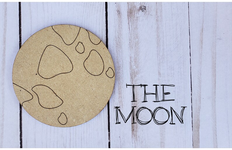 Unfinished Wood Cutout Shapes Multiple Sizes Available Moon Wood Shape Cutout Space Craft DIY Paint kit #2236