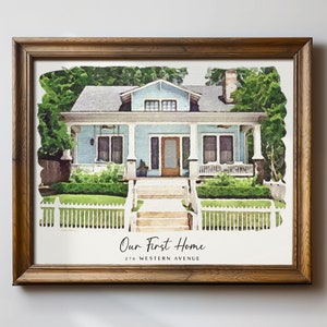 Custom Watercolor House Portrait For Personalized Housewarming Gift,Realtor Closing Gift,First Home Gift,Moving Gift