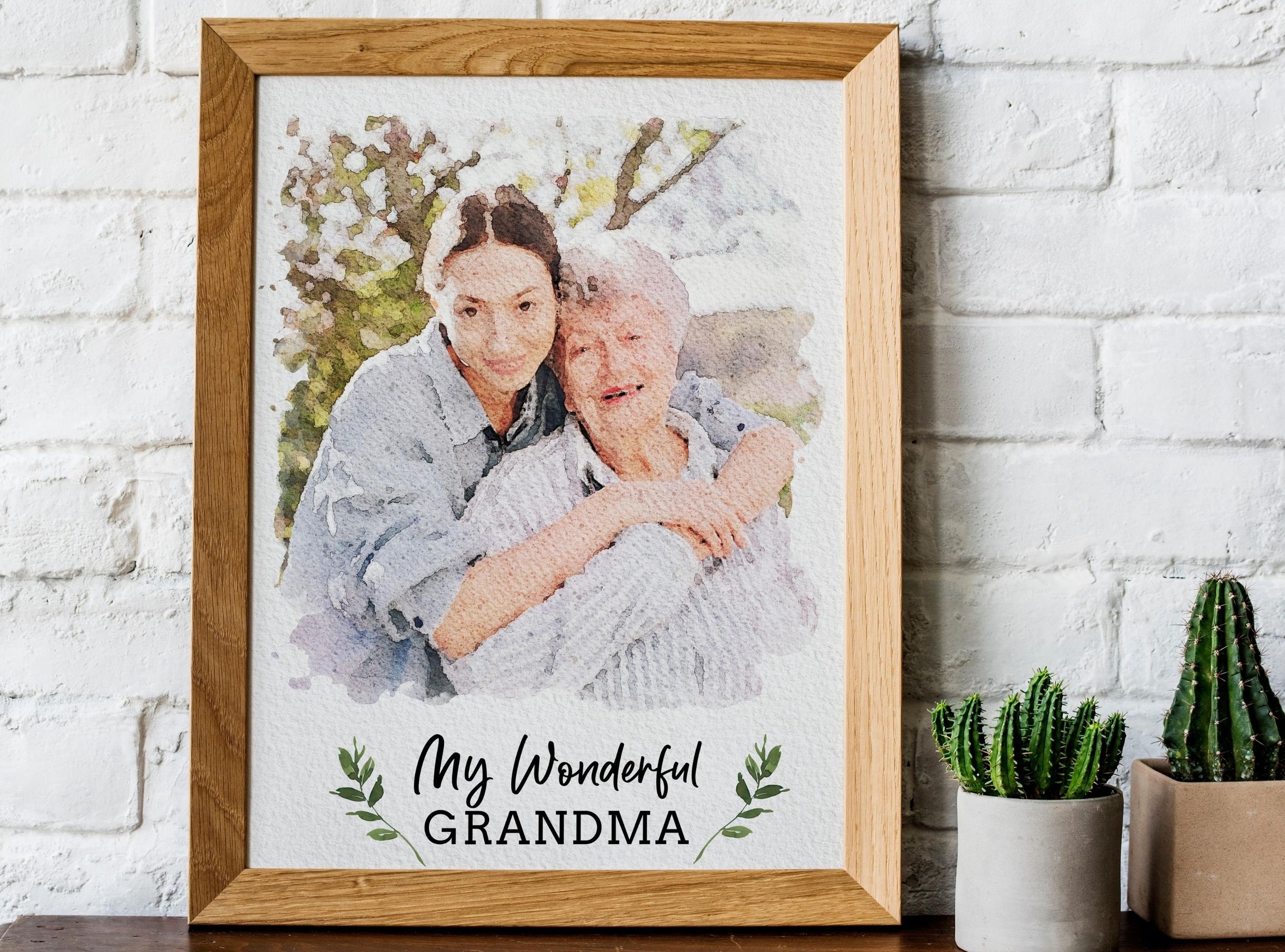 Custom Grandma Portrait Watercolor Painting From Photo For Etsy