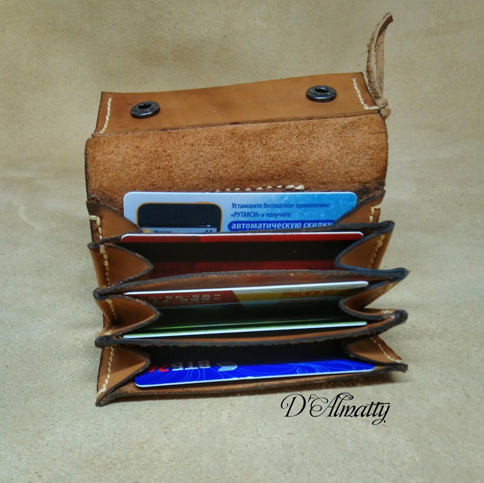 Leather mini wallet with mini knife Cardholder with pocket Etsy