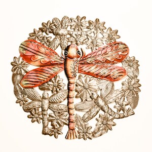 Painted King of the Dragonflies Metal Wall Art. Handmade in Haiti. Housewarming Gifts. Home, Patio, and Garden Decor. Outdoor/Indoor.