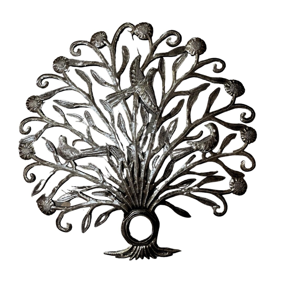 Photo inspiration: Visual Reference: Recycled Metal Wall Art Haitian Birds On Tree Indoor Outdoor