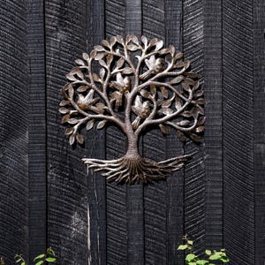 Revelation Tree of Life Metal Wall Art. Handmade in Haiti. Recycled Metal. Housewarming Gifts. Home and Outdoor Decor. Patio and Garden.