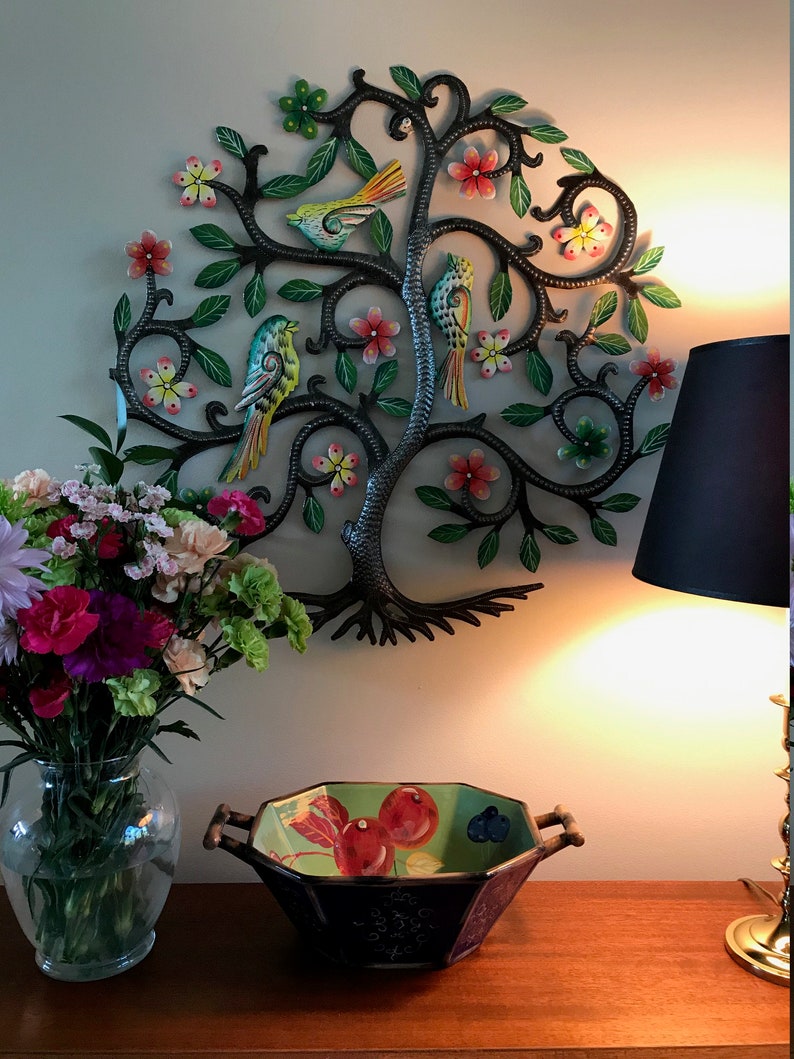 Haitian Hands 'Painted Tree of Flowers' Haitian metal Etsy