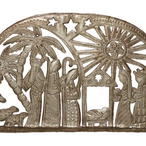 Standing Nativity Tableau Metal Wall Art. Handmade in Haiti. Recycled Metal. Housewarming Gifts. Home, and Garden Decor. Outdoor/Indoor