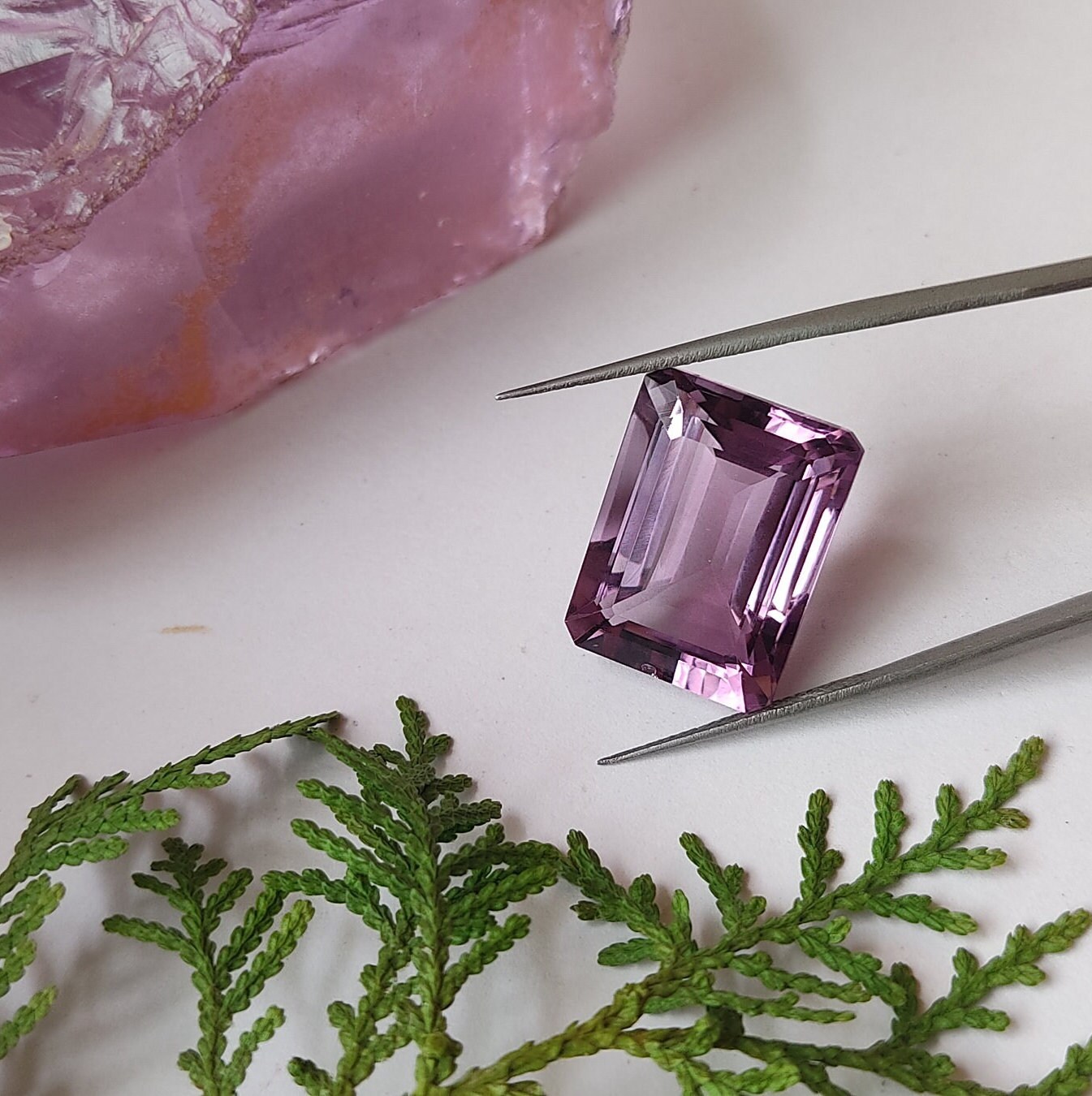本物のアメジスト 18 x 13 mm エメラルドカット 宝石: メンズリング