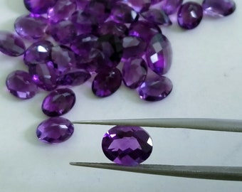 African Amethyst Oval Checker Cut, 7x5mm - 10x8mm oval shape lot, AAA quality amethyst, oval gemstone lot, amethyst for jewelry, gift for X