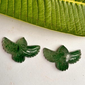 Real green quartz eagle carving, 31.6 ct loose eagle carving, green gemstone carved pair for earrings, loose gemstone gift for her