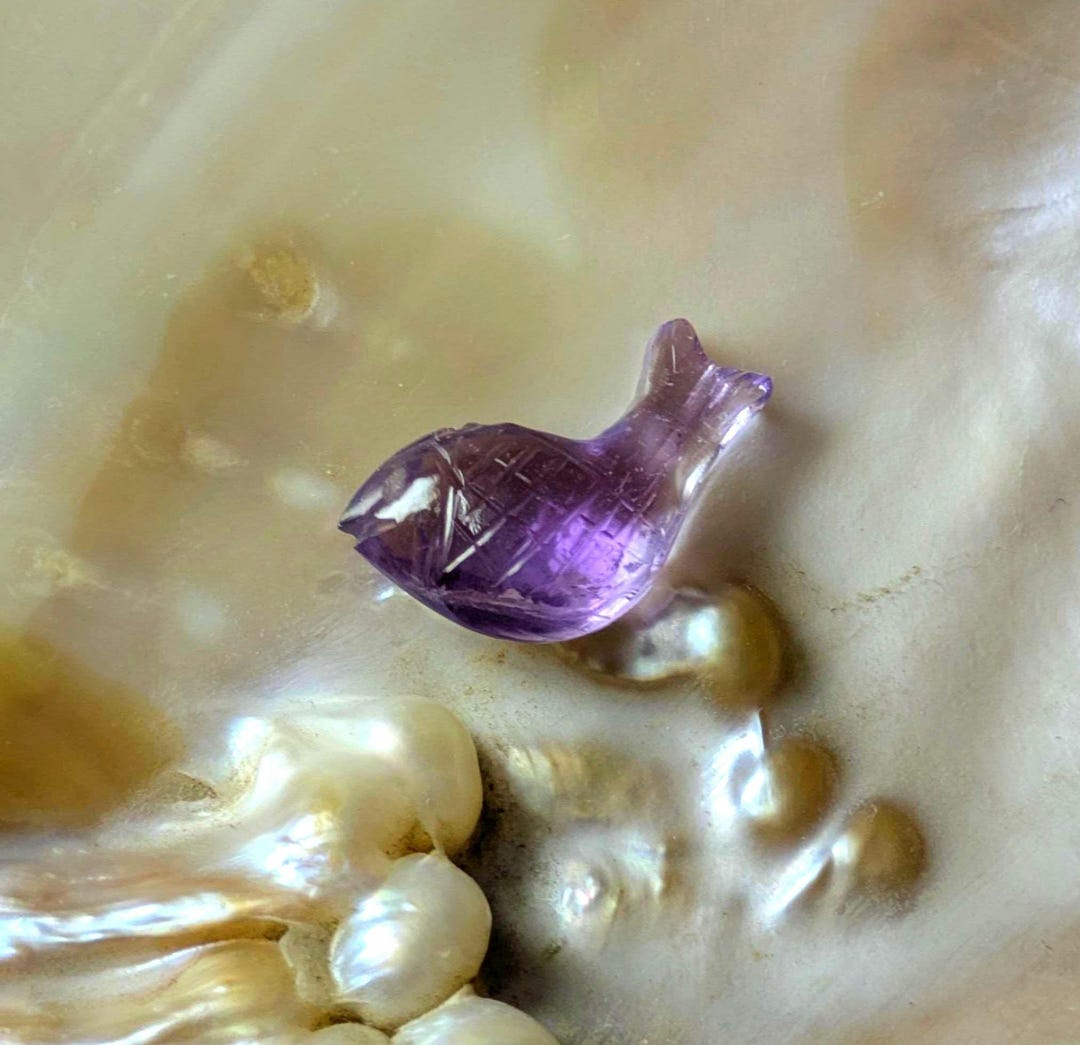 Amethyst Gemstone Carved Fish, Handcrafted Amethyst Fish Carving, Lucky ...