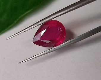 Teardrop Red Ruby Stone 12x9mm | AAA Pear Cut Faceted Natural Ruby for Necklace Setting, Elegant Gift for Her