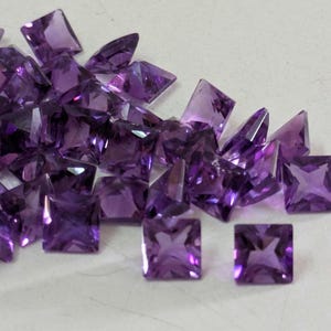 Amatista cuadrada talla princesa, gema suelta facetada de forma cuadrada, amatista africana de alta calidad de 5 mm a 8 mm, joyería de amatista para regalo