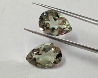 Grün Amethyst Birnenförmig, 14 x 10 mm Top-Qualität Amethyst Paar, facettierter grüner Birnen Edelstein, Paar für Ohrringe Schmuck, Geschenk zum Muttertag