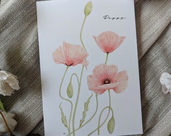Amapola (Nueva) - Tarjetas de notas plegadas en blanco - Paquete de 5