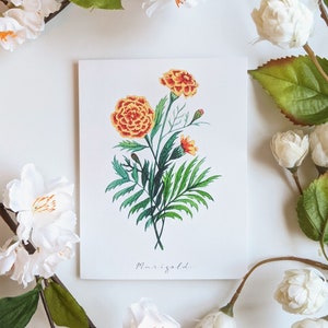 Goudsbloem - blanco, gevouwen notitiekaarten - pak van 5
