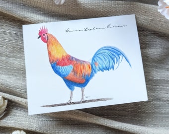 Gallo (Nuevo) - Tarjetas de notas plegadas en blanco - Paquete de 5